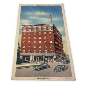 New Unused Vintage Wicomico Hotel Salisbury‎ Maryland MD Linen Postcard 4A-H603